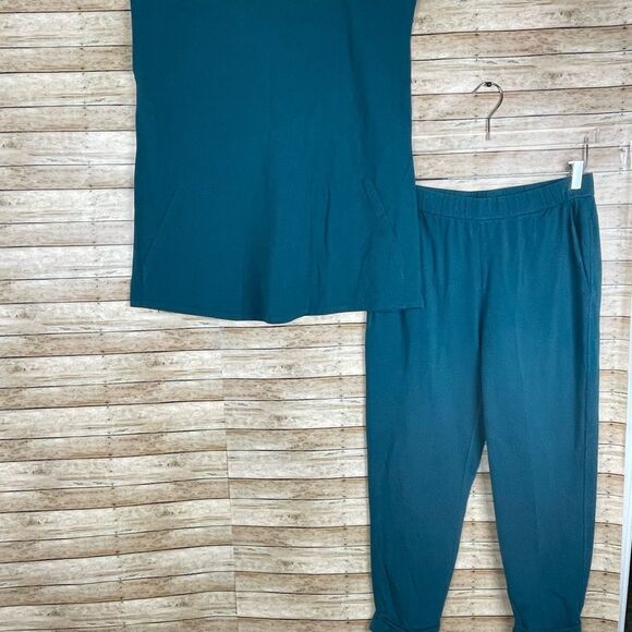 Eileen Fisher Traceable Organic Cotton Jersey Jewel Neck Top XS and Bottom sz Sm - Picture 2 of 7